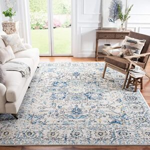 SAFAVIEH Madison Collection 5'3" Round Teal / Ivory MAD603J Oriental Snowflake Medallion Distressed Non-Shedding Dining Room Entryway Foyer Living Room Bedroom Area Rug