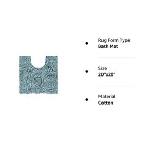 Home Weavers Bell Flower Collection 20"x20" Contour 100% Cotton Tufted Bath Rugs, Extra Soft and Absorbent Bath Rugs, Non-Slip Bath Mats, Machine Washable, Bathroom Bath Mats for Floor, Blue