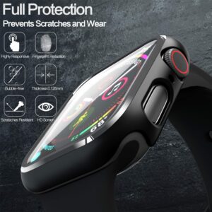 pzoz Compatible for Apple Watch Series SE2 /6/5 /4 /SE 40mm Case with Screen Protector Accessories Slim Guard Thin Bumper Full Coverage Matte Hard Cover Defense Edge for iWatch Women Men GPS (Black)