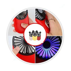 Kbinter Cute Personal Mini Fan, Handheld & Portable USB Rechargeable Fan with Beautiful LED Light, 3 Adjustable Speeds, Portable Holder, for Indoor Or Outdoor Activities, Cute Mouse (Blue)