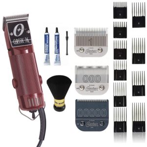 oster classic 76 universal motor clipper 76076010 with bonus 00000 detachable blade, 10 guide comb set and neck duster