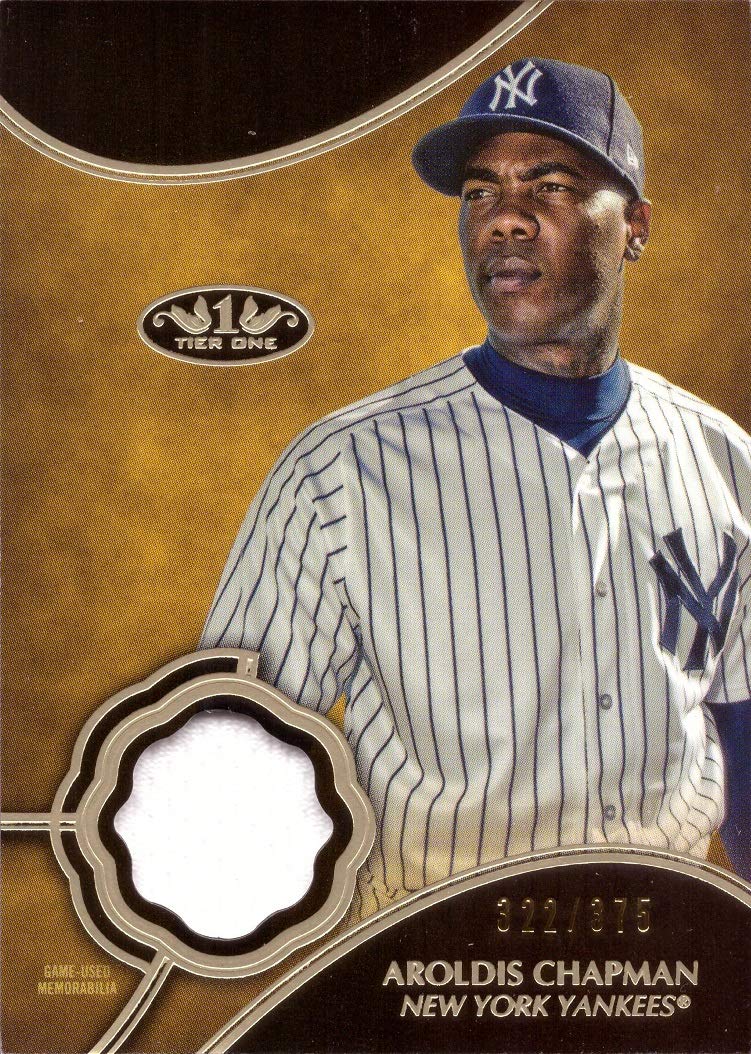 2019 Topps Tier One Relics #T1R-AC Aroldis Chapman Game Worn Yankees Jersey Baseball Card - Only 375 made!