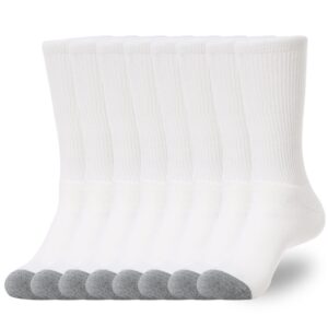 wander women's athletic crew socks 8 pairs cushion running socks for women sport wicking cotton socks 10-14 (8 pair white)