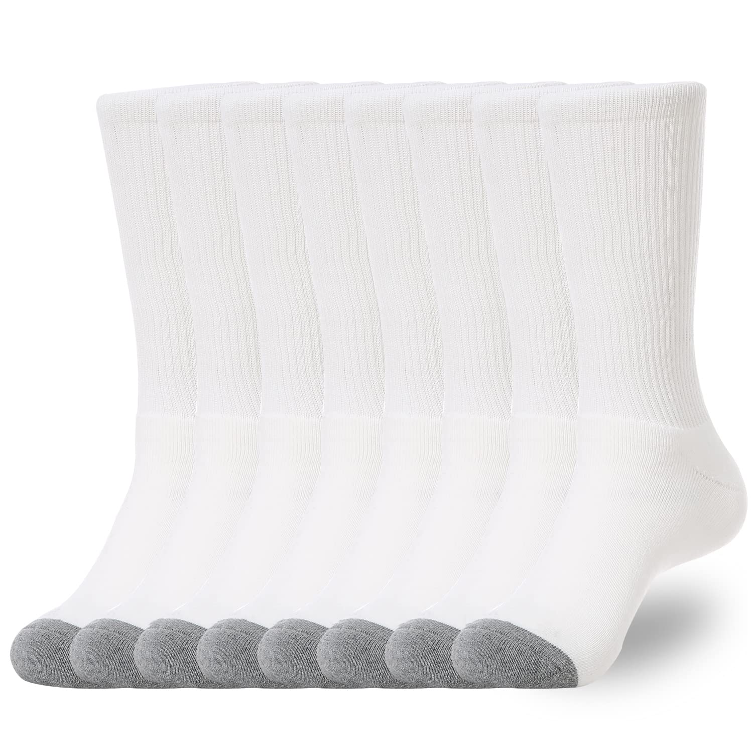 WANDER Women's Athletic Crew Socks 8 Pairs Cushion Running Socks for Women Sport Wicking Cotton Socks 10-14 (8 Pair White)