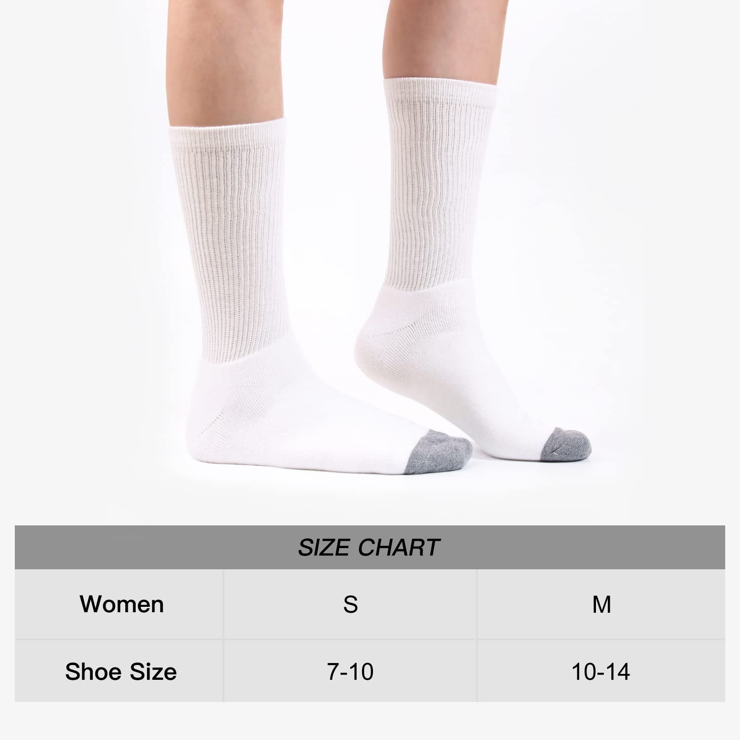 WANDER Women's Athletic Crew Socks 8 Pairs Cushion Running Socks for Women Sport Wicking Cotton Socks 10-14 (8 Pair White)