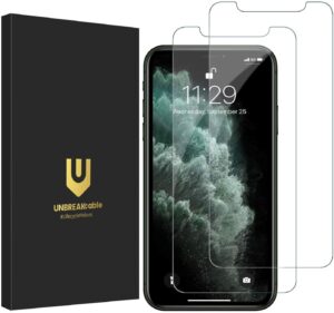 unbreakcable screen protector for iphone 11 pro max iphone xs max 2-pack 6.5", double defense 9h hardness hd tempered glass screen protector for iphone 11 pro max/xs max with easy installation frame,ubmu153