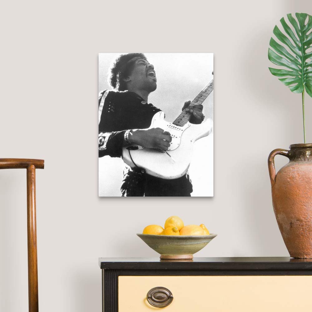 GREATBIGCANVAS Jimi Hendrix (1942-1970), American Canvas Wall Art Print, Guitar Home Decor Artwork, 16"x20"x1.5"