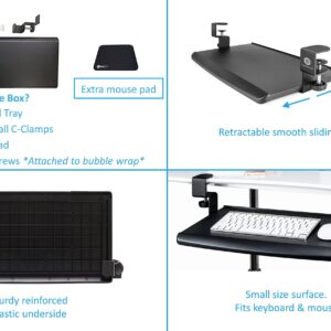 ErgoActive Keyboard Tray Under Desk with Included Mouse Pad and Easy Clamp On Installation, Fits Small Keyboard and Mouse - Small (20" x 11.8”)