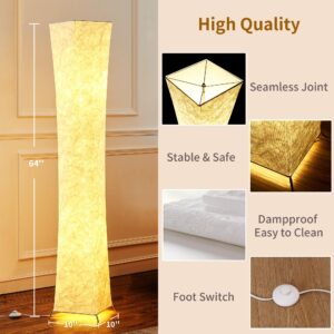 chiphy Floor Lamp, 64" Tall Dimmable and RGB Color Changing LED Smart Bulbs White Fabric Shade, with Remote Control, Standing Lamp for Living Room, Bedroom Play Room