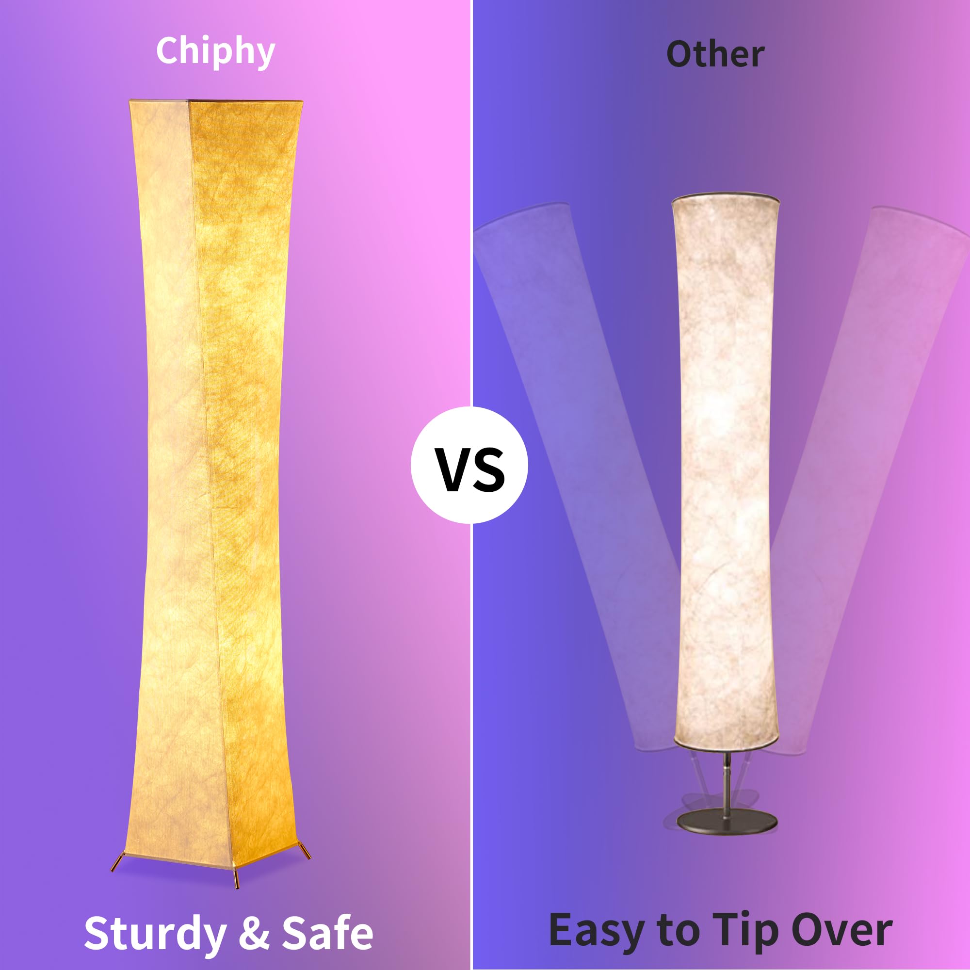 chiphy Floor Lamp, 64" Tall Dimmable and RGB Color Changing LED Smart Bulbs White Fabric Shade, with Remote Control, Standing Lamp for Living Room, Bedroom Play Room