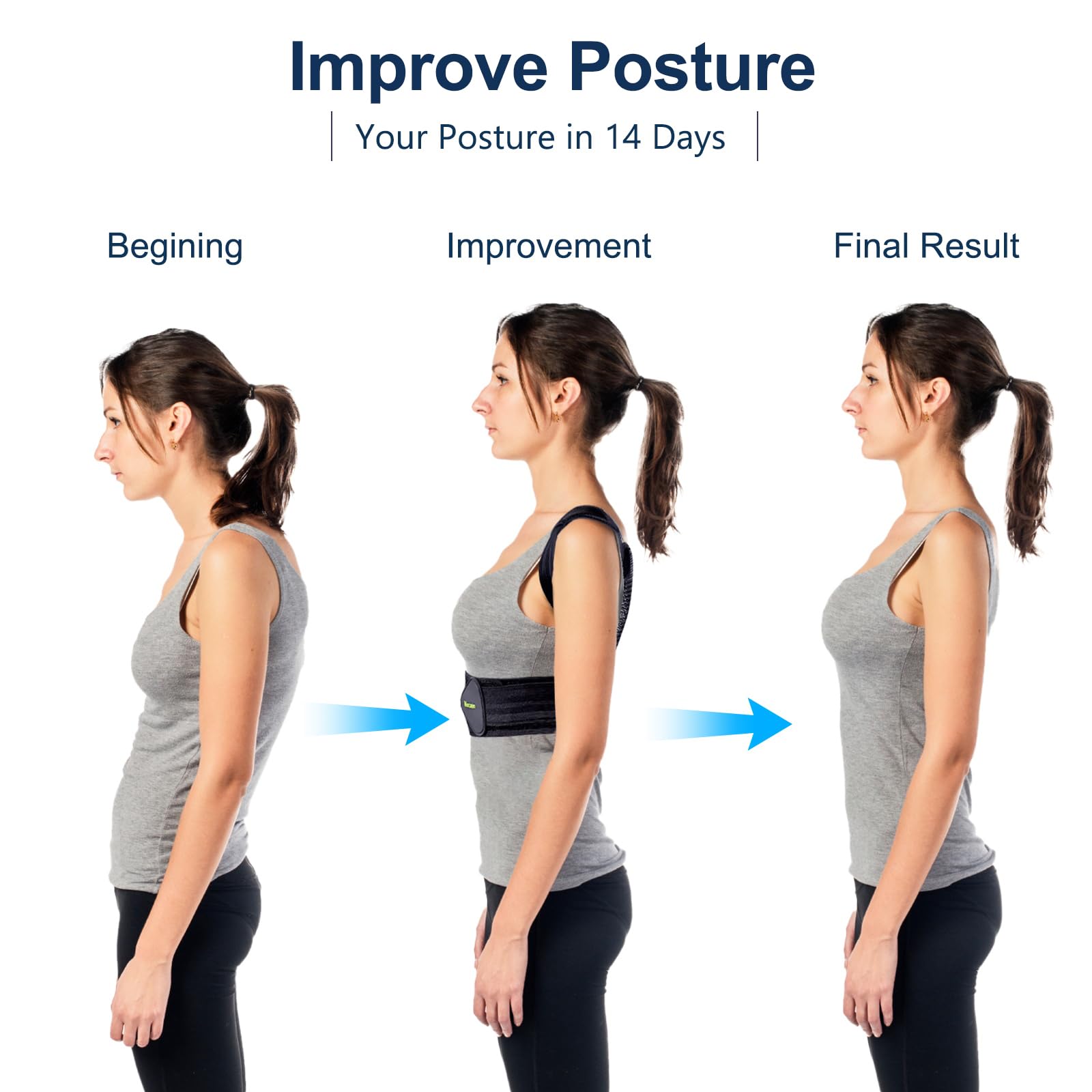 Mercase Posture Corrector for Men and Women, Posture Brace for Back,Shoulders,Hunchback Scoliosis Correction, Adjustable and Comfortable, Large(32-39 inches)