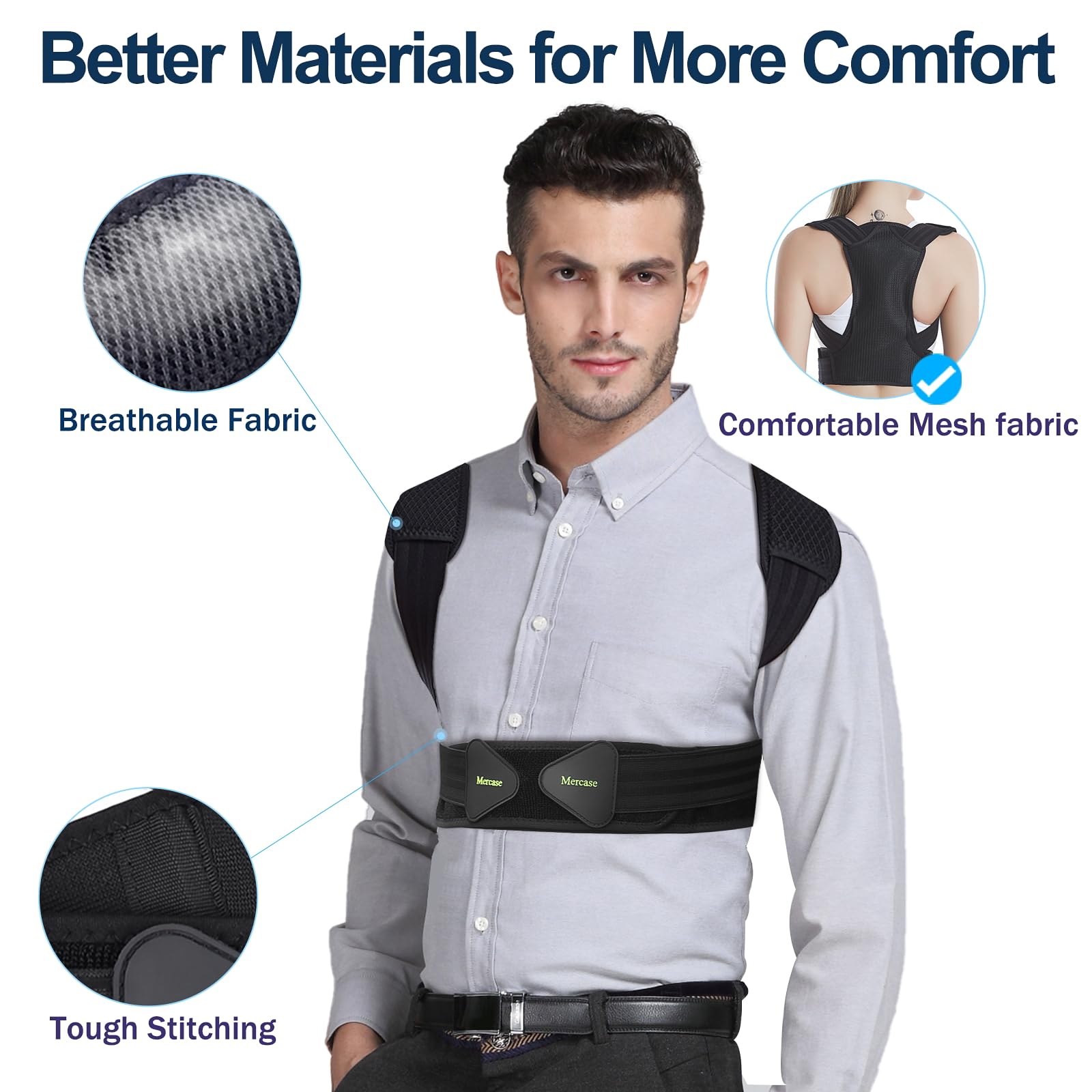 Mercase Posture Corrector for Men and Women, Posture Brace for Back,Shoulders,Hunchback Scoliosis Correction, Adjustable and Comfortable, Large(32-39 inches)