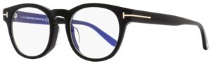 eyeglasses tom ford ft 5543 -f-b 001 shiny black, rose gold"t" logo/blue blo