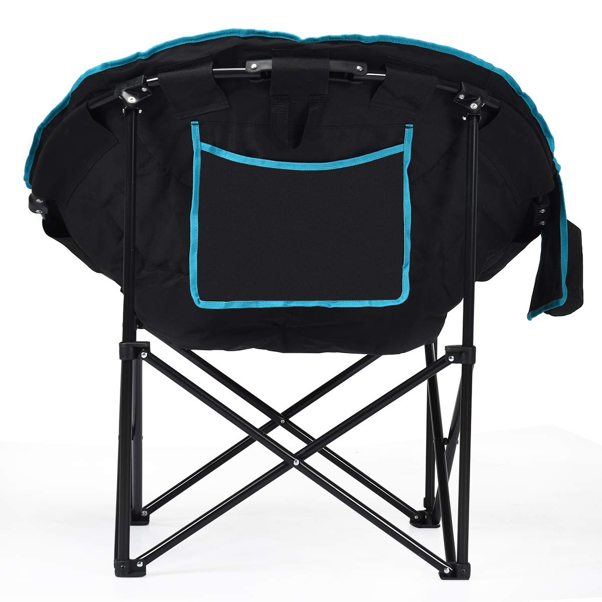 Giantex Folding Camping Chair Moon Saucer Chair Lightweight Sofa Chair Round Beach Chair with Soft Padded Seat, Cup Holder, Back Bag and Metal Frame Chairs for Hiking, Camping, Fishing or Picnic