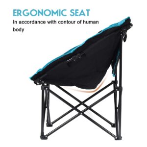 Giantex Folding Camping Chair Moon Saucer Chair Lightweight Sofa Chair Round Beach Chair with Soft Padded Seat, Cup Holder, Back Bag and Metal Frame Chairs for Hiking, Camping, Fishing or Picnic