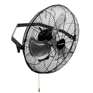 ken brown 18 inch wall mount fan outdoor, 4300cfm metal wall fan, 3-speeds high velocity wall mounted fan for patios, greenhouse, garage, gazebo, barn, shop, industrial