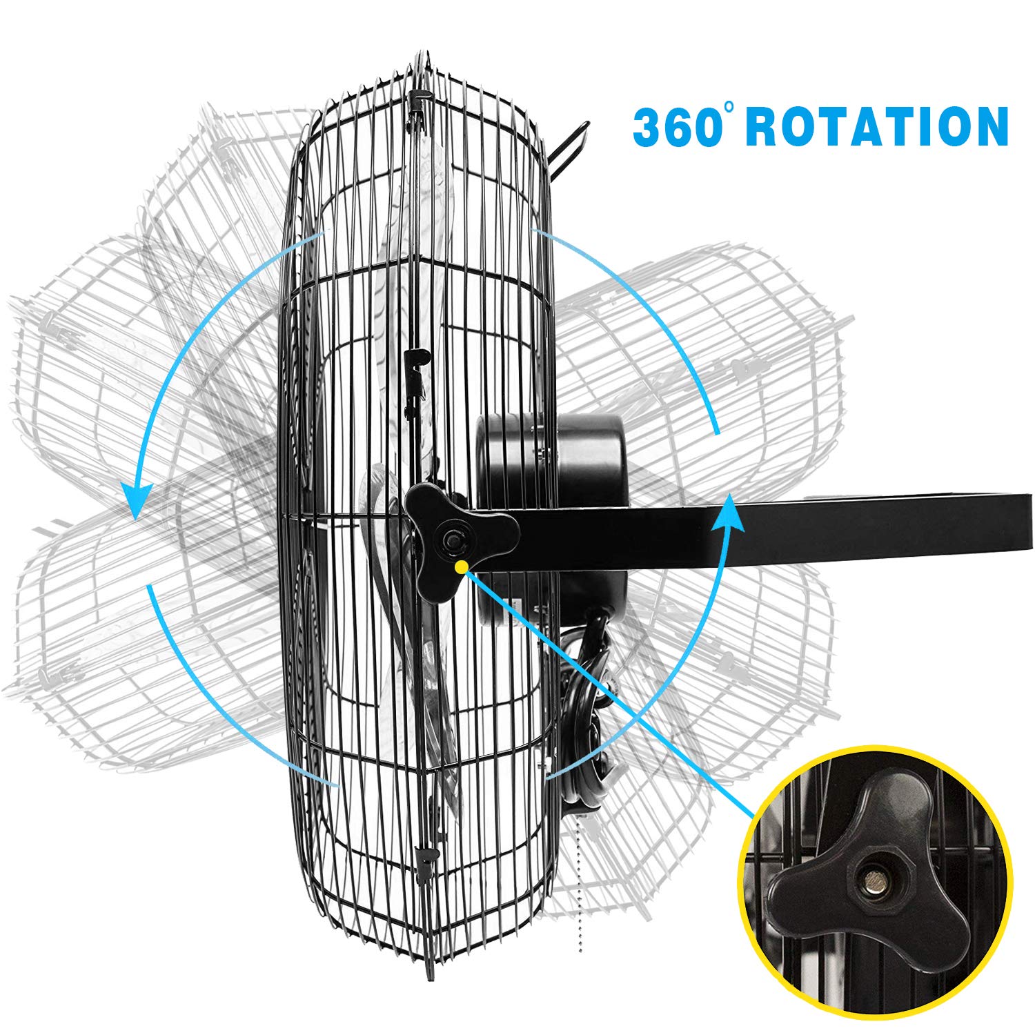 KEN BROWN 18 Inch Wall Mount Fan Outdoor, 4300CFM Metal Wall Fan, 3-Speeds High Velocity Wall Mounted Fan for Patios, Greenhouse, Garage, Gazebo, Barn, Shop, Industrial