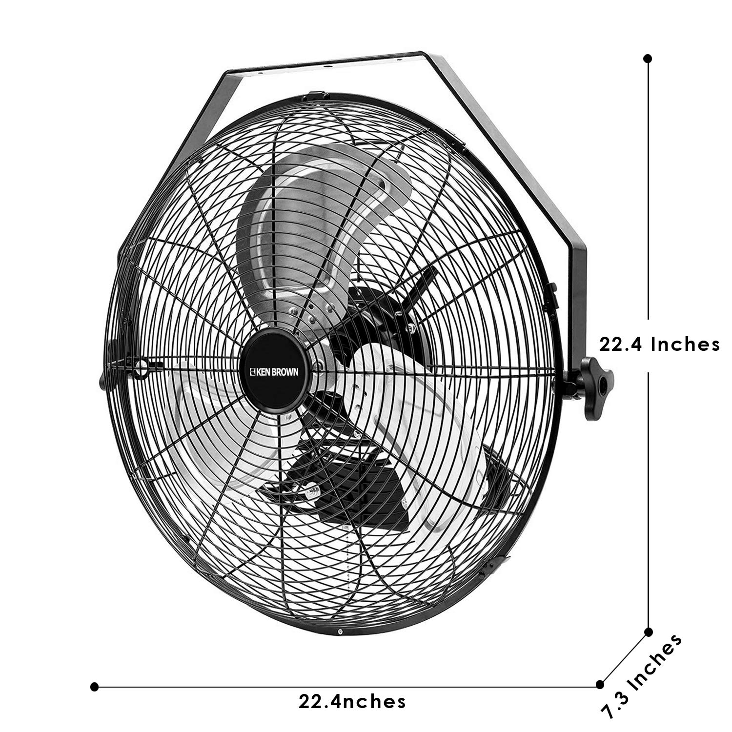 KEN BROWN 18 Inch Wall Mount Fan Outdoor, 4300CFM Metal Wall Fan, 3-Speeds High Velocity Wall Mounted Fan for Patios, Greenhouse, Garage, Gazebo, Barn, Shop, Industrial