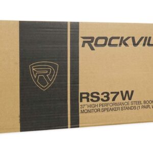 Rockville Pair 37" Steel Bookshelf Speaker/Studio Monitor Stands-White (RS37W V2)