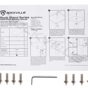 Rockville Pair 37" Steel Bookshelf Speaker/Studio Monitor Stands-White (RS37W V2)