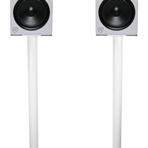 Rockville Pair 37" Steel Bookshelf Speaker/Studio Monitor Stands-White (RS37W V2)