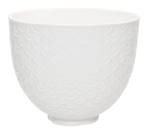 kitchenaid 5 quart ceramic bowl for all kitchenaid 4.5-5 quart tilt-head stand mixers ksm2cb5twm, white mermaid lace