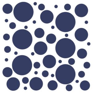 set of 100 (navy blue) vinyl wall decals - assorted polka dots stickers - removable adhesive safe on smooth or textured walls - round circles - for nursery, kids room, bathroom decor