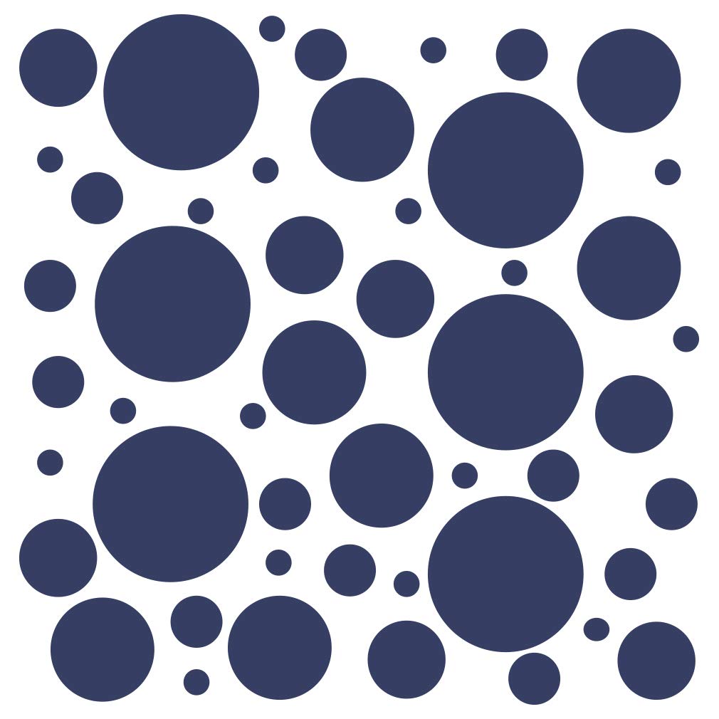 Set of 100 (Navy Blue) Vinyl Wall Decals - Assorted Polka Dots Stickers - Removable Adhesive Safe on Smooth or Textured Walls - Round Circles - for Nursery, Kids Room, Bathroom Decor