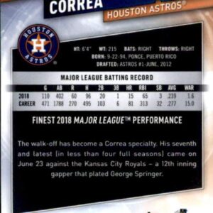 2019 Finest #31 Carlos Correa Houston Astros Baseball Card