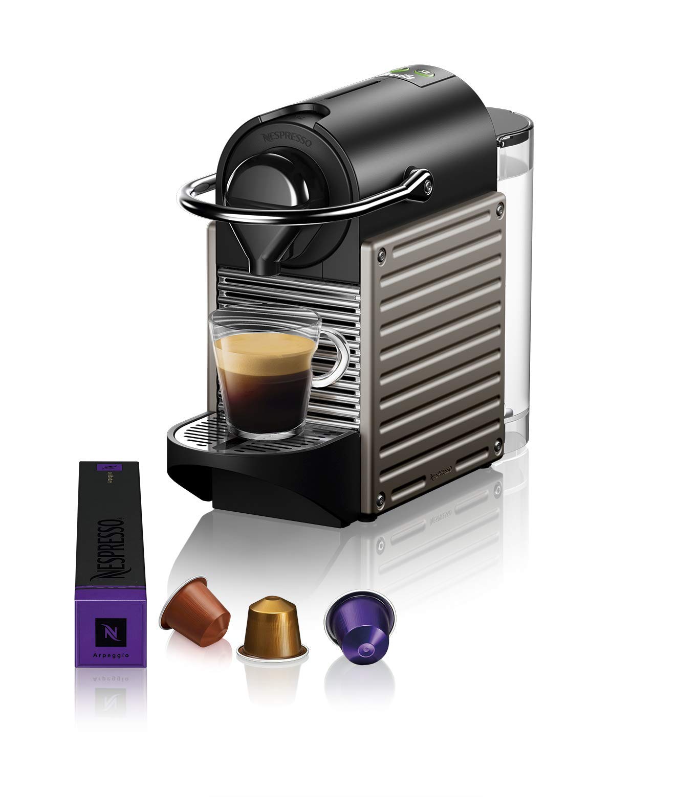 Nespresso Pixie Espresso Machine by Breville with Milk Frother, Titan