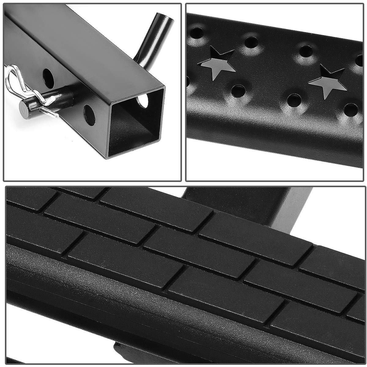 Auto Dynasty Universal 36 Inches Black Powdercoated Steel 2-Stage Tow Hitch Step Bar Board for 2 Inches Receiver Pickup Truck SUV Trailer