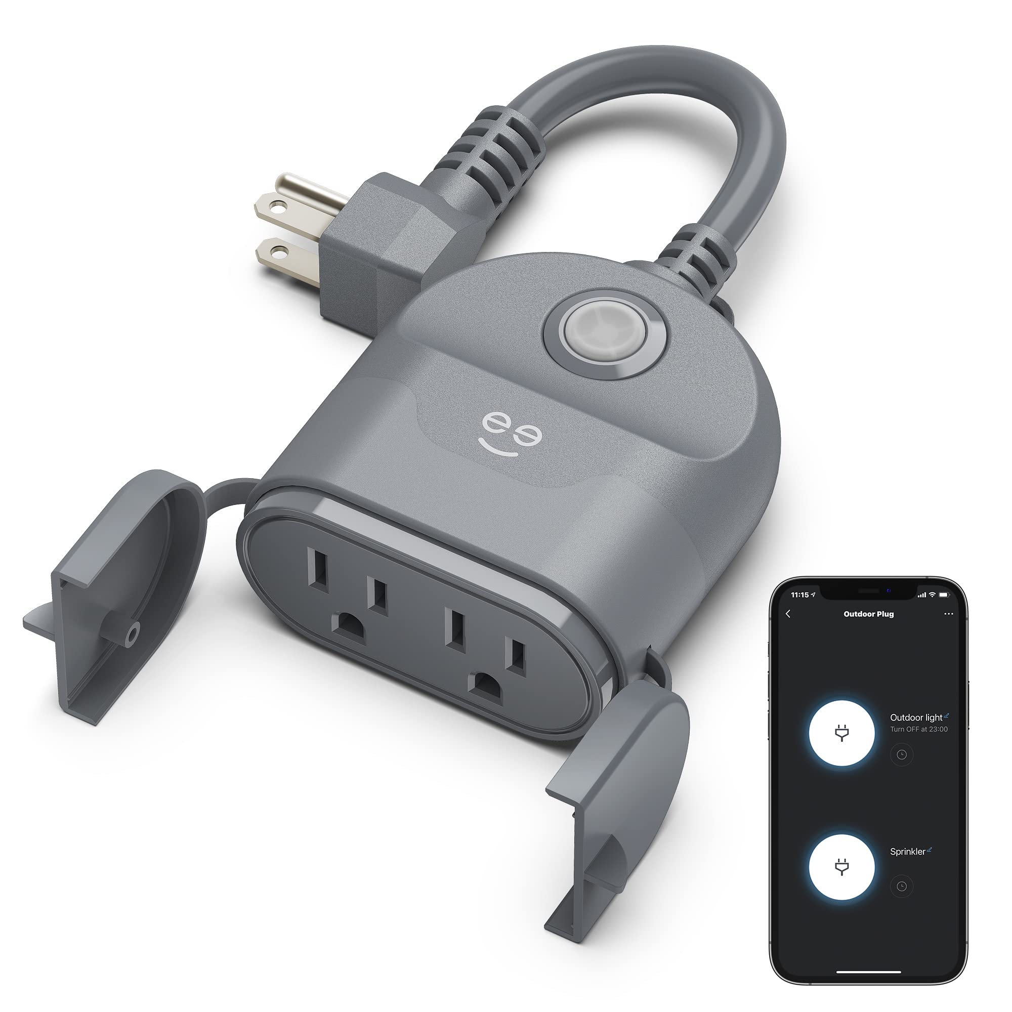 Geeni Outdoor Duo Wi-Fi Smart Plug, Weatherproof, No Hub Required, Wireless Remote Control and Timer - Smart Outlet Compatible with Alexa, The Google Home, 1 Dual Socket (2 Outlets)