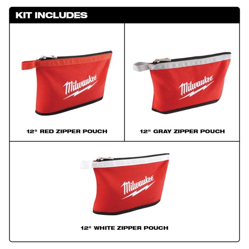 Milwaukee 48-22-8193 12 in. Zipper Tool Bag in Multi-Color - pack of 3