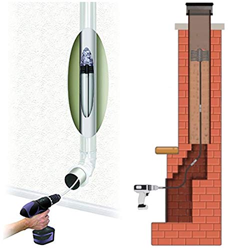 Chimney Cleaning Brush Dryer Duct Cleaner 2-in-1 Kit Fireplace Drier Vent Lint Sweeping Tools 18’ Flexible Rods Rotary System Working with or Without Drill