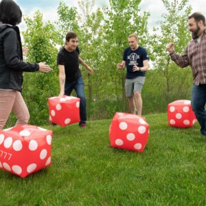 13" Jumbo Inflatable Dice Multipack | 5-Pack Large Red PVC Blow Up Pool Floatie for Casino Theme Party Decorations, Giant Outdoor Family Yard Games, Classroom Learning Resource for Teachers and Kids