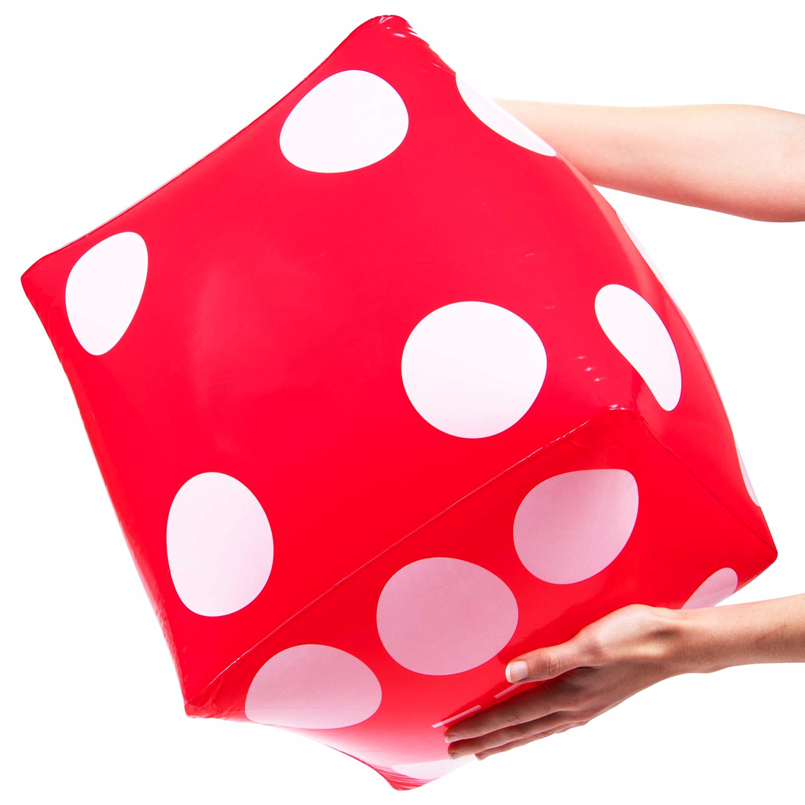 13" Jumbo Inflatable Dice Multipack | 5-Pack Large Red PVC Blow Up Pool Floatie for Casino Theme Party Decorations, Giant Outdoor Family Yard Games, Classroom Learning Resource for Teachers and Kids