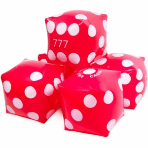 13" Jumbo Inflatable Dice Multipack | 5-Pack Large Red PVC Blow Up Pool Floatie for Casino Theme Party Decorations, Giant Outdoor Family Yard Games, Classroom Learning Resource for Teachers and Kids