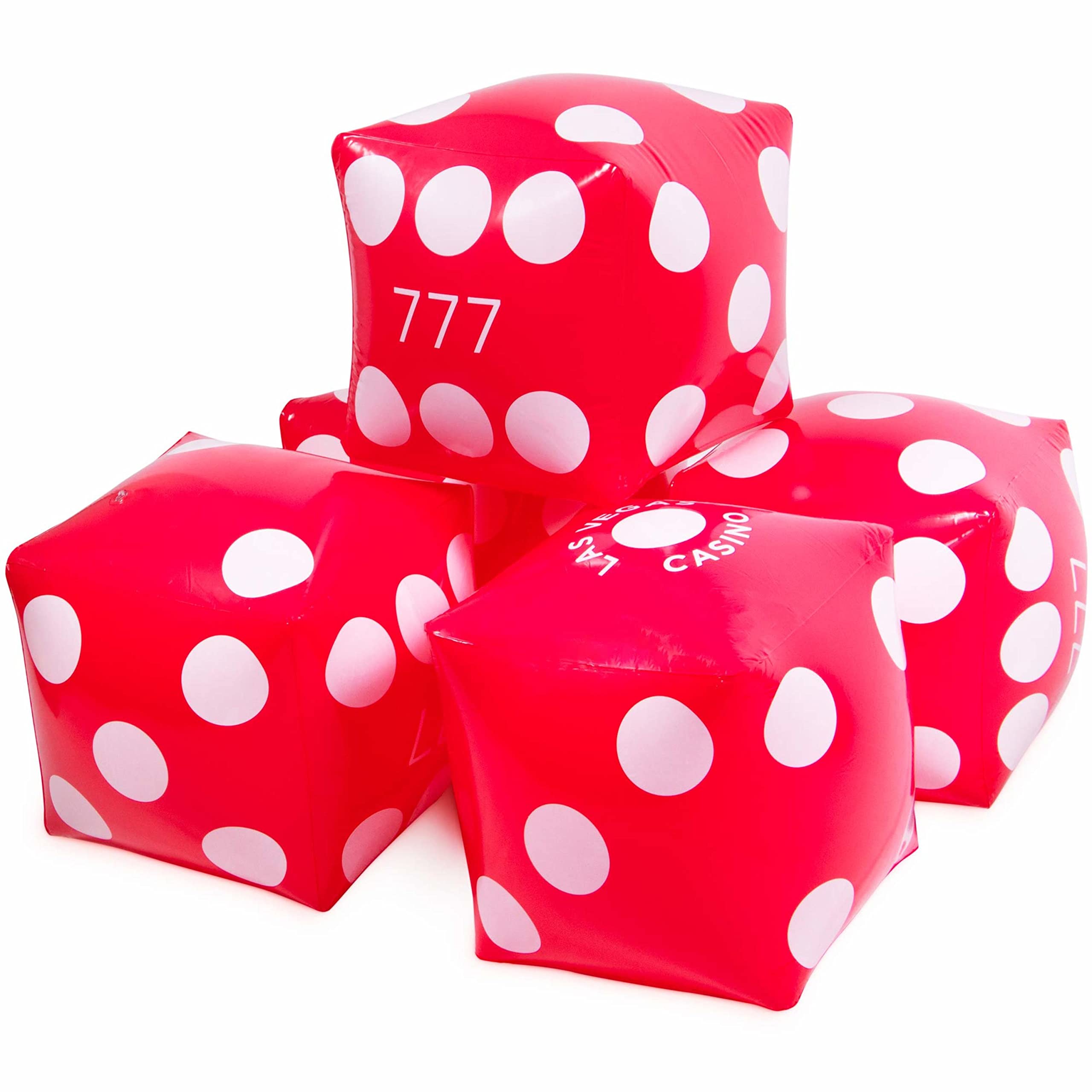 13" Jumbo Inflatable Dice Multipack | 5-Pack Large Red PVC Blow Up Pool Floatie for Casino Theme Party Decorations, Giant Outdoor Family Yard Games, Classroom Learning Resource for Teachers and Kids