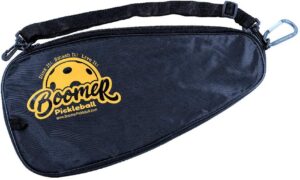 boomer pickleball paddle carry case - keep your paddle clean, dry and protected - convenient carrying strap and d-clip for attaching to fences and hooks.