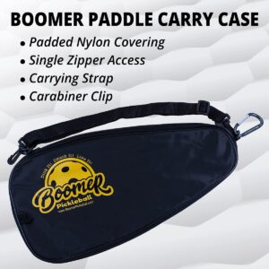 Boomer Pickleball Paddle Carry Case - Keep your paddle clean, dry and protected - Convenient carrying strap and D-clip for attaching to fences and hooks.