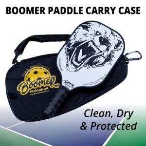 Boomer Pickleball Paddle Carry Case - Keep your paddle clean, dry and protected - Convenient carrying strap and D-clip for attaching to fences and hooks.