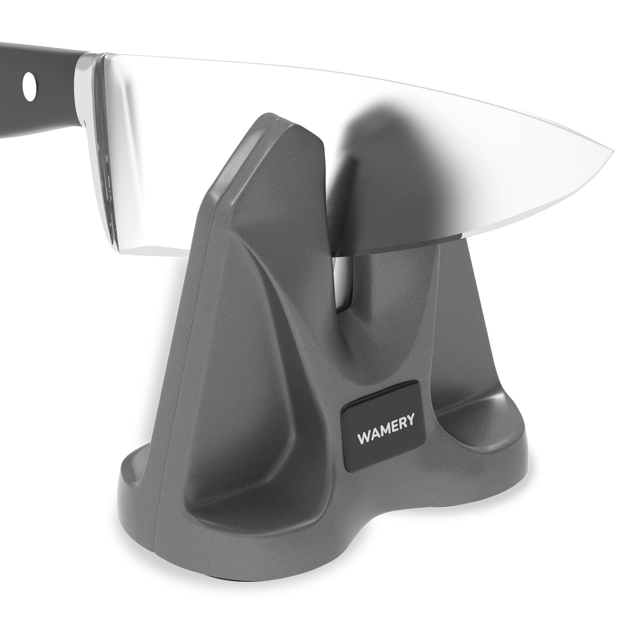 Knife Sharpener for Serrated & Steel Blades - Portable & Adjustable Kitchen, Camping Tool with Ergonomic Handle, Anti-Slip Pads - Suits Most Blade Types, Efficient Pull-Through Sharpening System