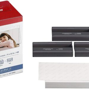 Canon KP-108IN Color Ink and Paper Set Includes Total of 432 Sheets and 12 Ink Cartridges and Fibertique Cleaning Cloth