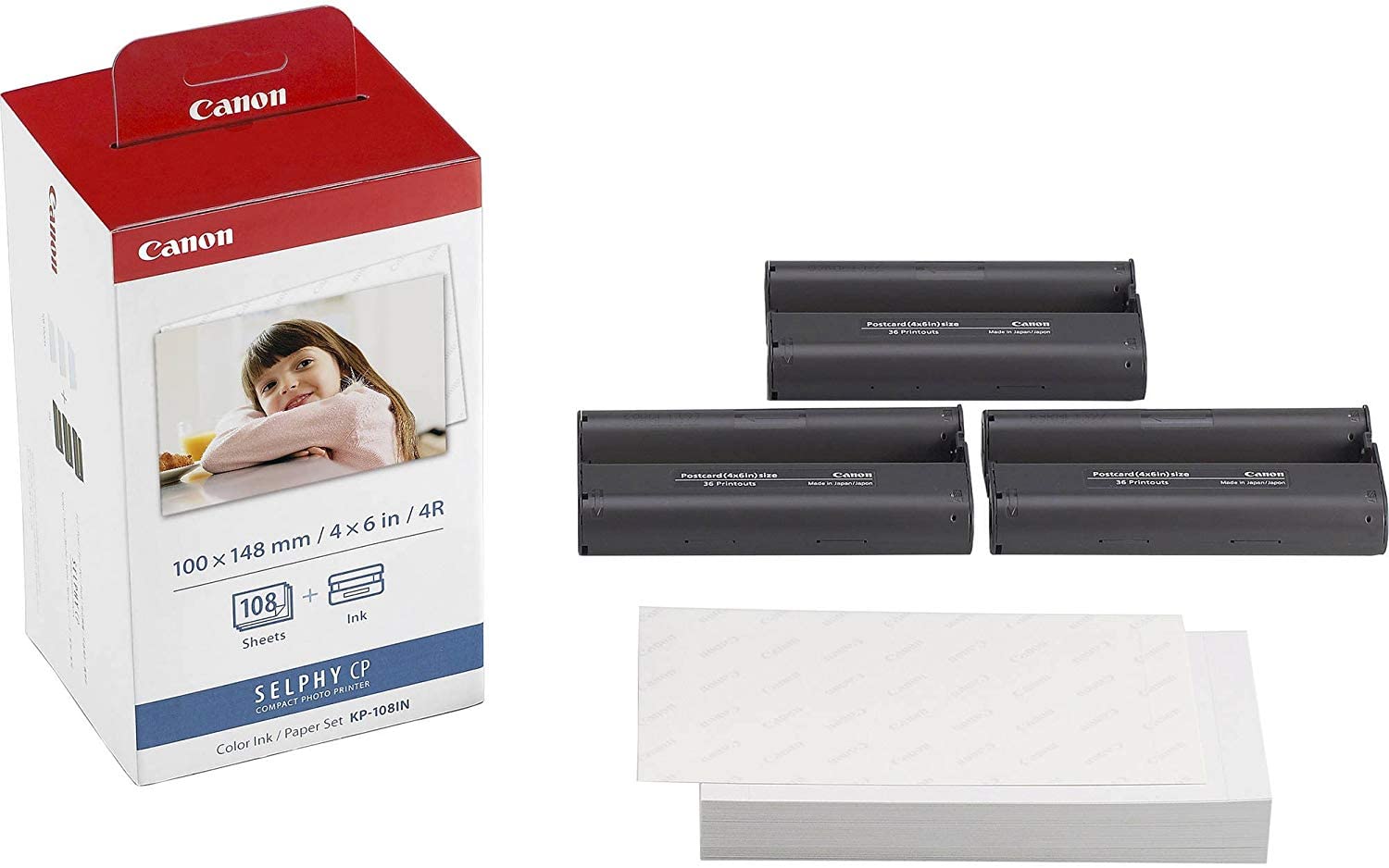 Canon KP-108IN Color Ink and Paper Set Includes Total of 432 Sheets and 12 Ink Cartridges and Fibertique Cleaning Cloth