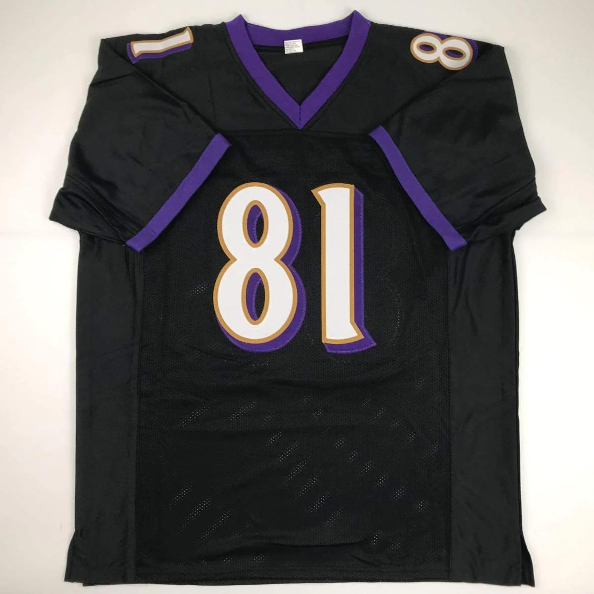 Autographed/Signed Anquan Boldin Baltimore Black Football Jersey Beckett BAS COA