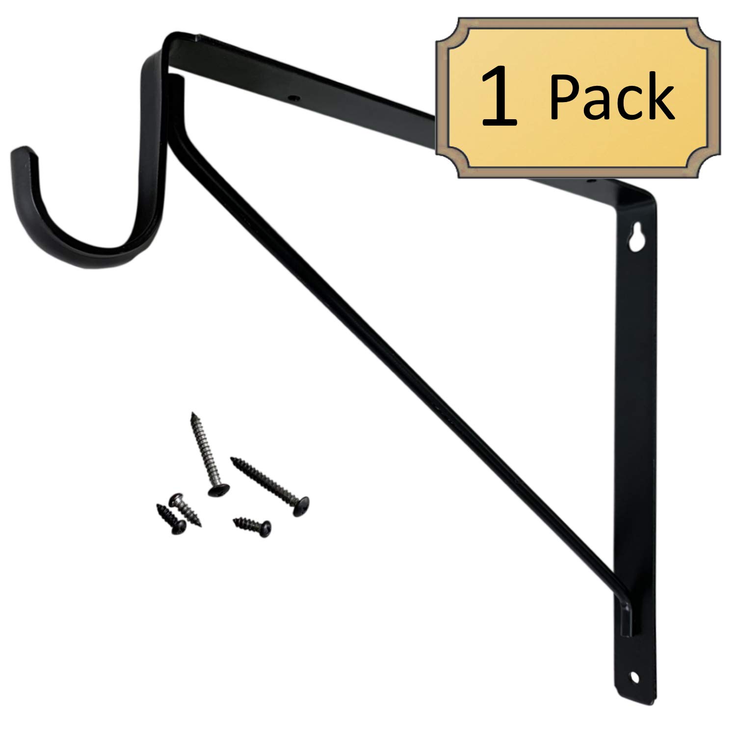 Welded Heavy Duty Closet Rod & Shelf Support Bracket | Black | 1 Pack