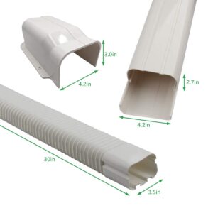 Forestchill 4in 16.5ft Decorative PVC Line Set Cover Kit for Ductless Mini Split Air Conditioner, Central AC and Heat Pump Systems, Condenser Unit