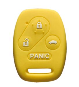 rpkey silicone keyless entry remote control key fob cover case protector replacement fit for honda accord accord crosstour cr-v civic element pilot oucg8d-380h-a n5f-s0084a n5f-a05taa(yellow)