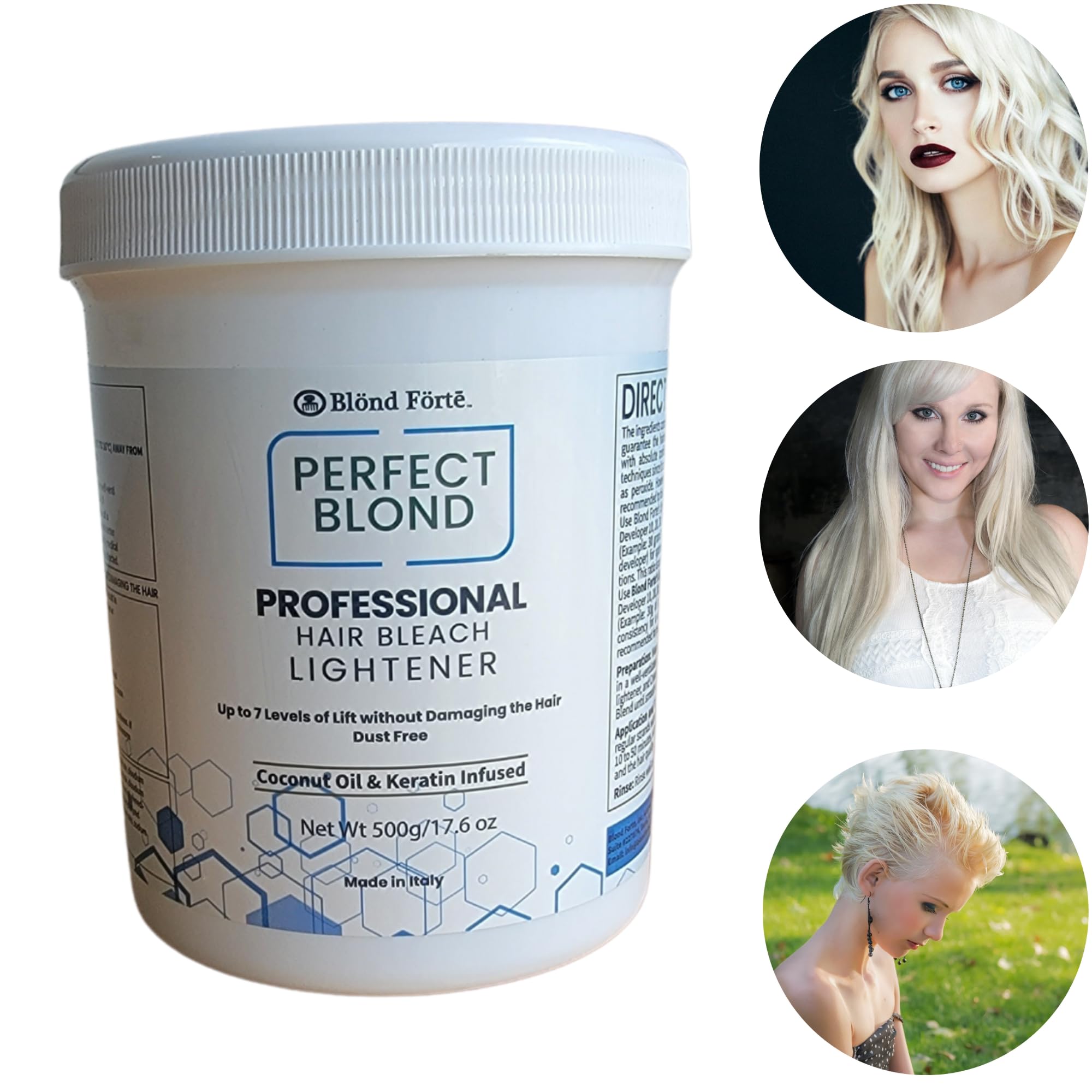 1.1 Pound Tub (17.6 Ounce) Perfect Blond Extra Strength Professional Hair Dye Toner Lightener Bleach - Made in Italy