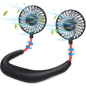 haomaomao neck fan, portable fan with 2500 mah rechargeable battery usb mini personal wearable neckband sport fan for working, traveling, office, reading, outdoors